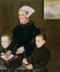 Alice Barnham en haar twee zonen Martin en Steven, 1557